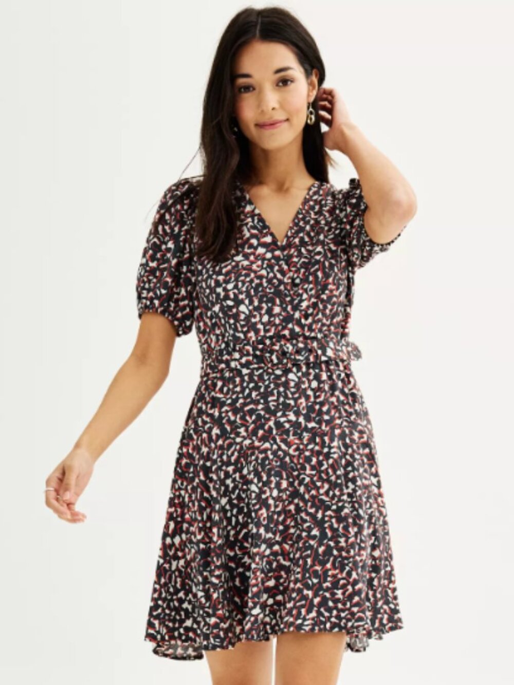Women's Nine West Faux Wrap Belted Dress